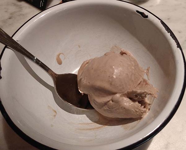 Pirate Ice Cream from 50 Licks in Portland, OR served in a bowl with a spoon