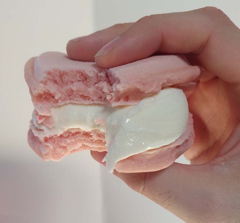 pink pancake ice cream sandwich